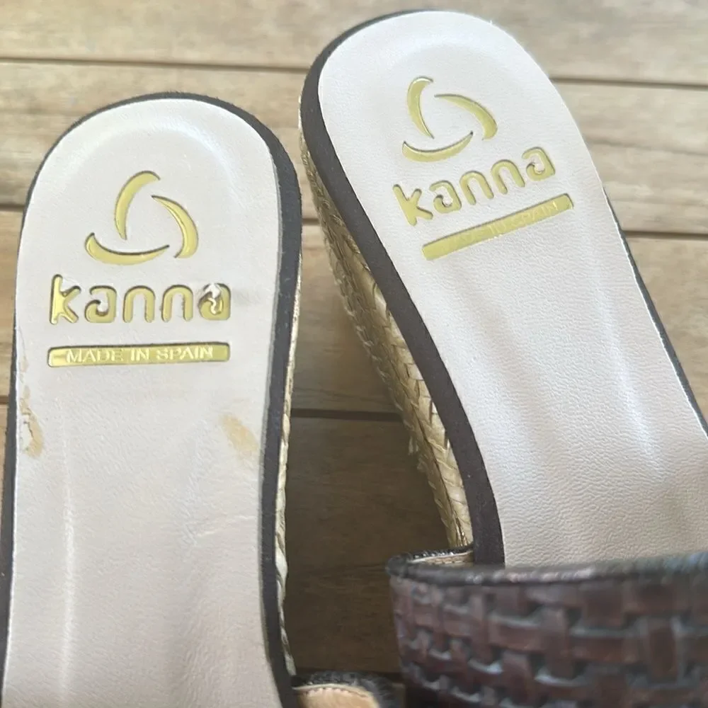 Kanna Wedge Leather Slide Samdals 36=5.5